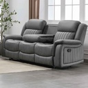 SOFA RECLINABLE TELA CX076B-53B# 3 PUESTOS C/ PORTAVASOS