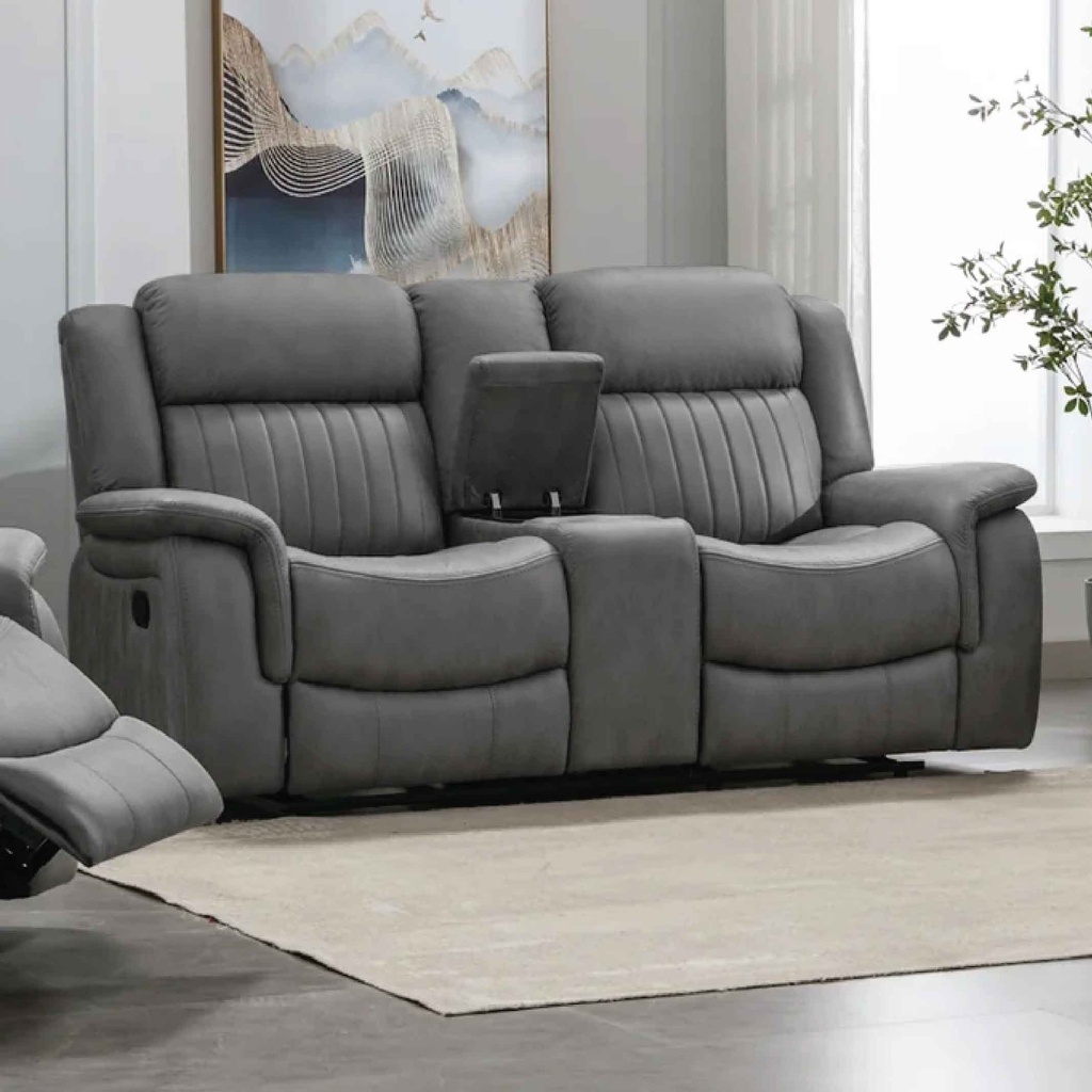 SOFA RECLINABLE TELA CX076B-52D# 2 PUESTOS C/ PORTAVASOS