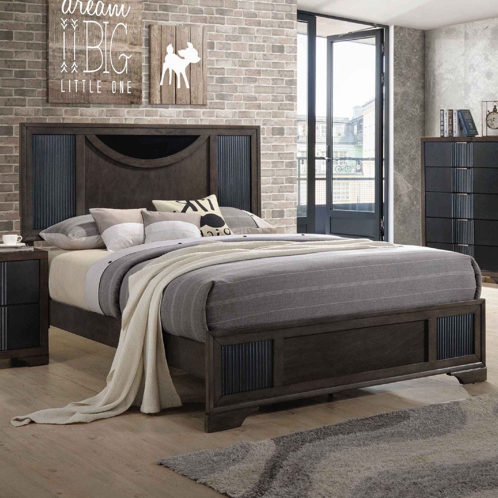 CAMA QUEEN 1.53X2.03M FBQHBR-0165A# ALEXIS# WARM GREY/BLACK DIAMOND #