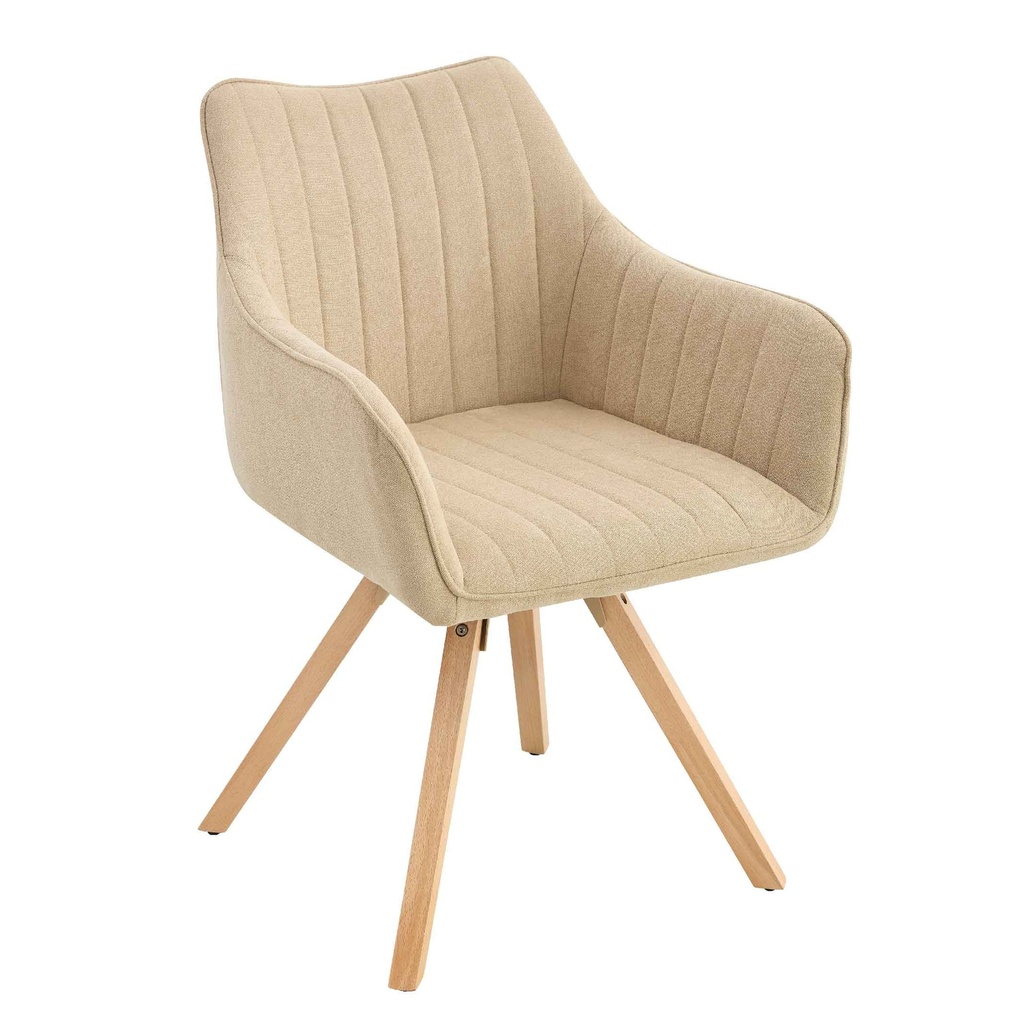 SILLA DE COMEDOR MC-235# GIRATORIA PATAS DE MADERA VARIANTE COLOR UF860-3B BEIGE 