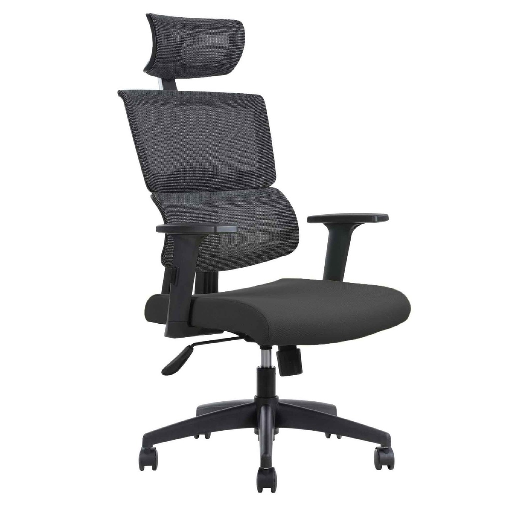 SILLA OFICINA KTM-701# RESP MALLA/NEGRA C/BRAZO ESTRELLA PLASTICA CABEZAL