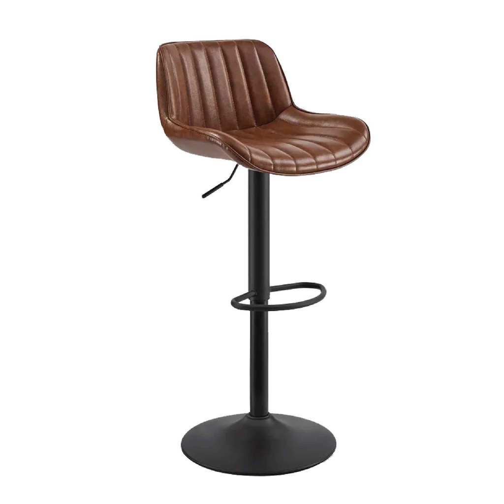 SILLA DE BAR AJUSTABLE ZS-607# VINIL CHOCOLATE OSCURO# BASE NEGRO