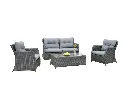 MIMBRE SOFA GB-1102H-ARP+GB-1134H-ARP# 2+1+1+MESITA GT-1323H-ARG# GREY/BLACK GRIS BASE ALUMINIO 4CJ
