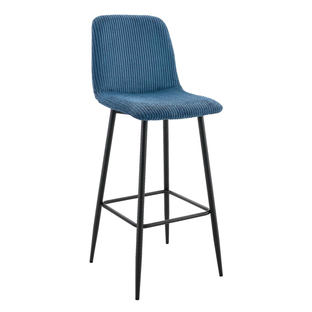 SILLA DE BAR ALTA FIJA BC-022# TELA WY72-12# AZUL PATA DE METAL