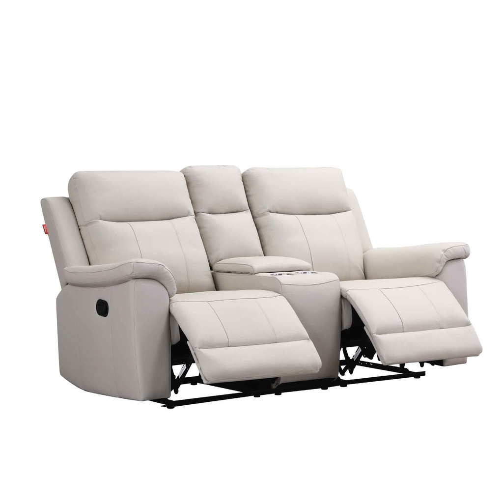 SOFA RECLINABLE CUERO/VINIL RR5628AY52DD# 2 PUESTOS CON CONSOLA