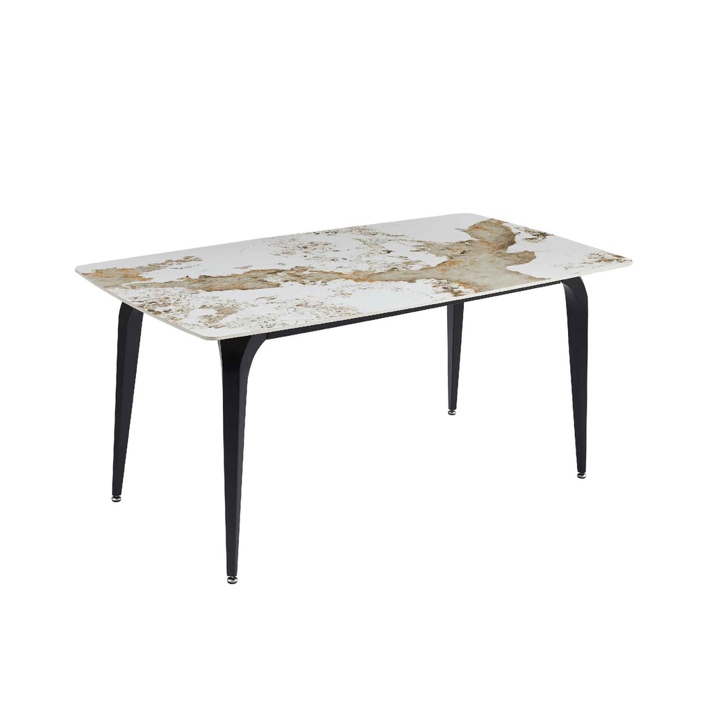 MESA DE COMEDOR RECT DT7051# PANDORA# 160X90X75CM PIEDRA SINTERIZADA PATAS METAL NEGRA 2CJ