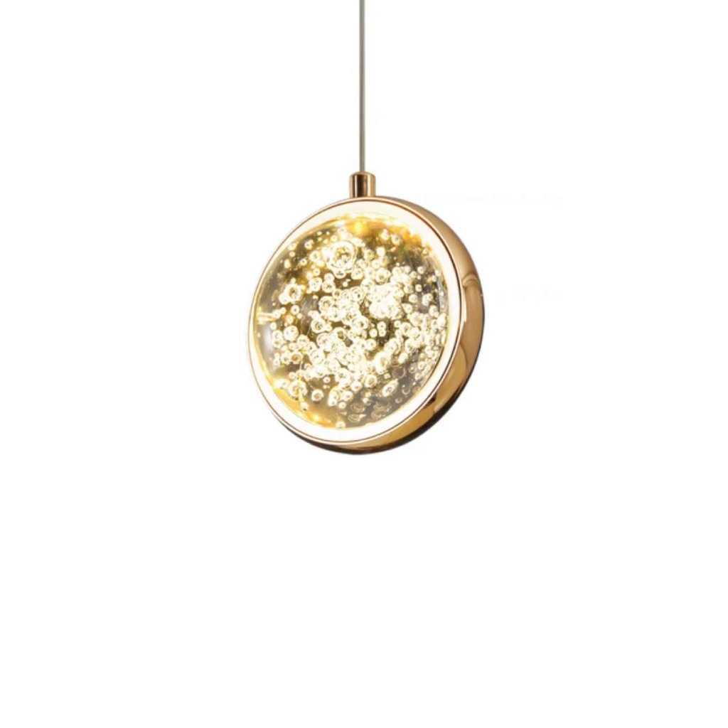 LAMPARA COLGANTE 6703/1GD# DORADO ALUMINIO+CRISTAL LED 