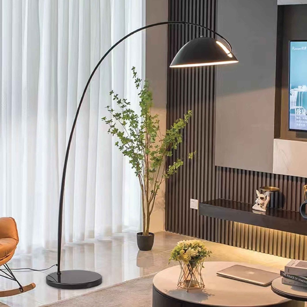 LAMPARA DE PISO ML6149# METAL NEGRO BASE MARMOLINA ROSCA 2CJ 