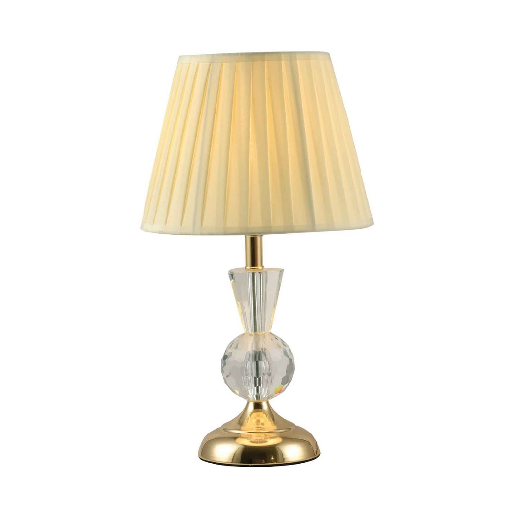 LAMPARA DE MESA 80909# METAL+GOLDEN CRISTAL PANTALLA+PINK ROSCA 2CJ