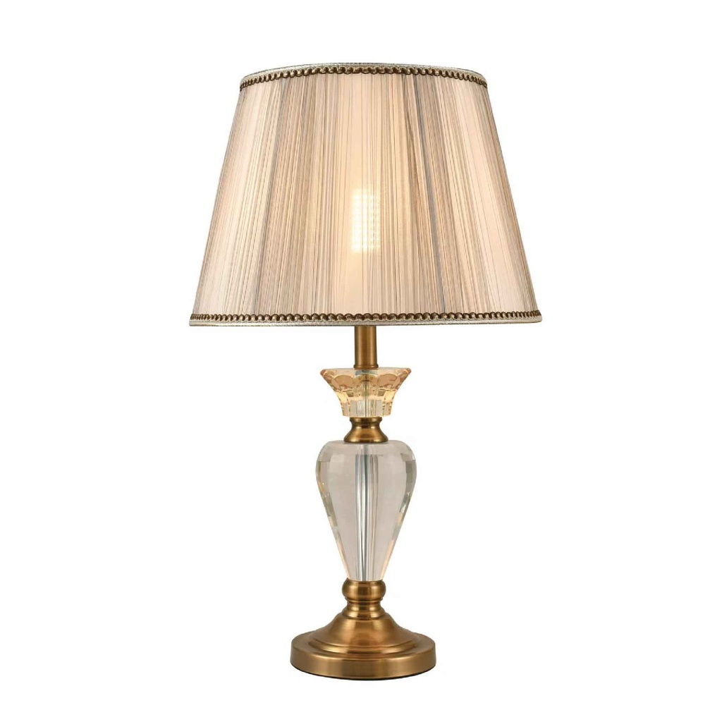 LAMPARA DE MESA MT80660# METAL+DORADO CRISTAL PANTALLA ROSCA 2CJ