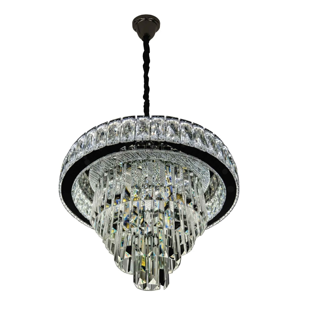 LAMPARA COLGANTE 705# 300MM ACERO INOX. CRISTAL CONTROL REMOTO. LED