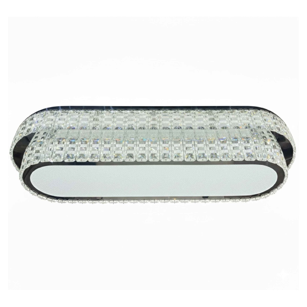 LAMPARA DE TECHO 7303# 800X300MM ACERO INOX. CRISTAL OVALADO LED
