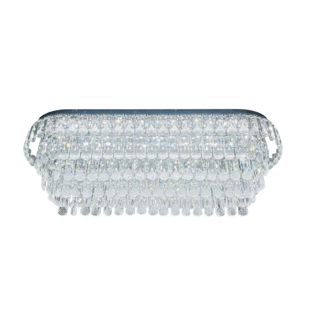 LAMPARA DE TECHO E25# 800X300MM OVALADO ACERO INOX. CRISTAL OVALADO LED