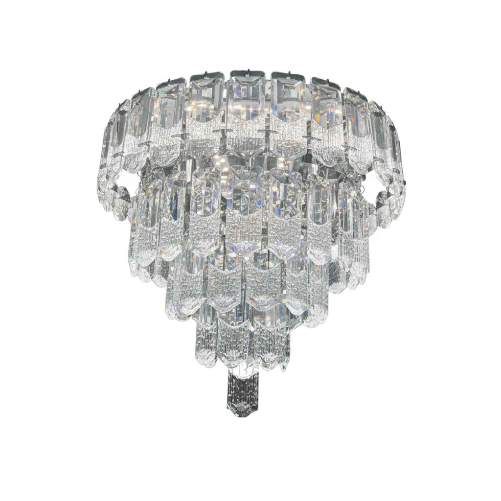 LAMPARA DE TECHO E25# 300MM REDONDA ACERO INOX. CRISTAL LED