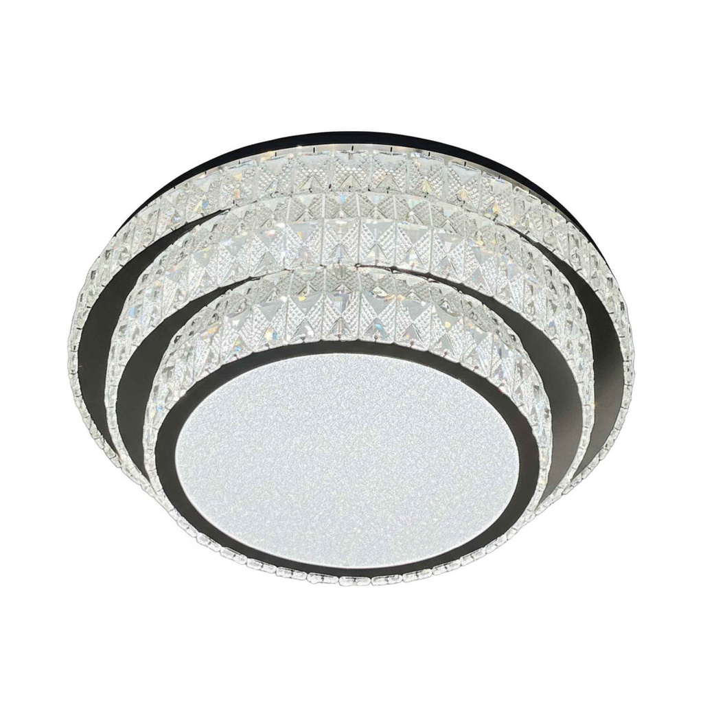 LAMPARA DE TECHO 7501# 500MM REDONDO ACERO INOX CRISTAL LED