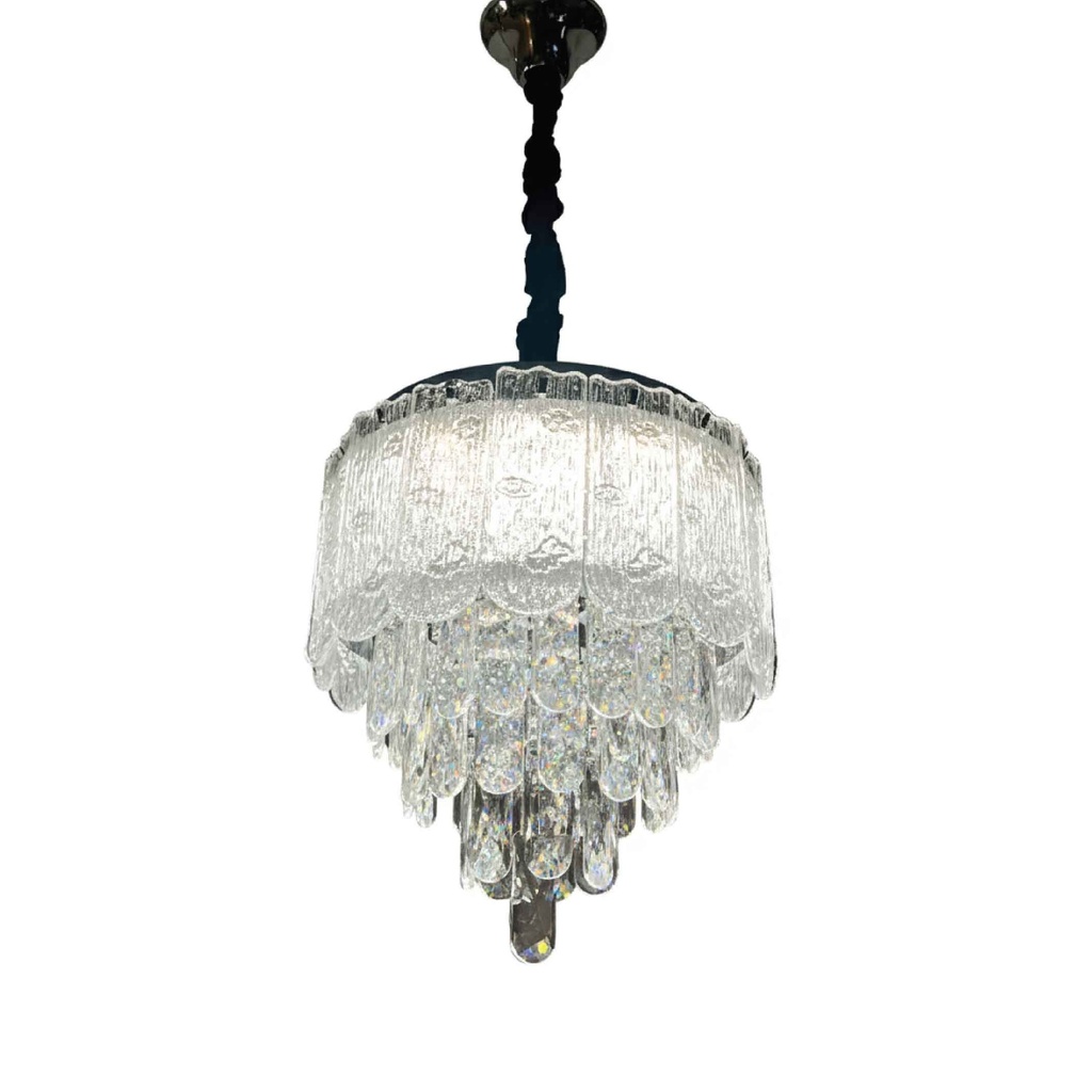 LAMPARA COLGANTE D31# 300MM REDONDO ACERO INOX. CRISTAL LED