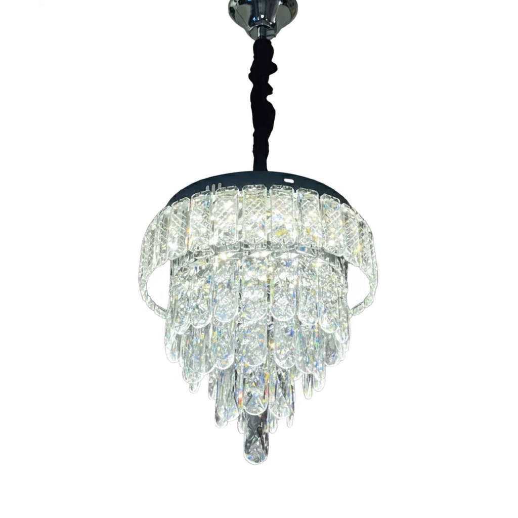 LAMPARA COLGANTE D37# 300MM REDONDO ACERO INOX. CRISTAL LED