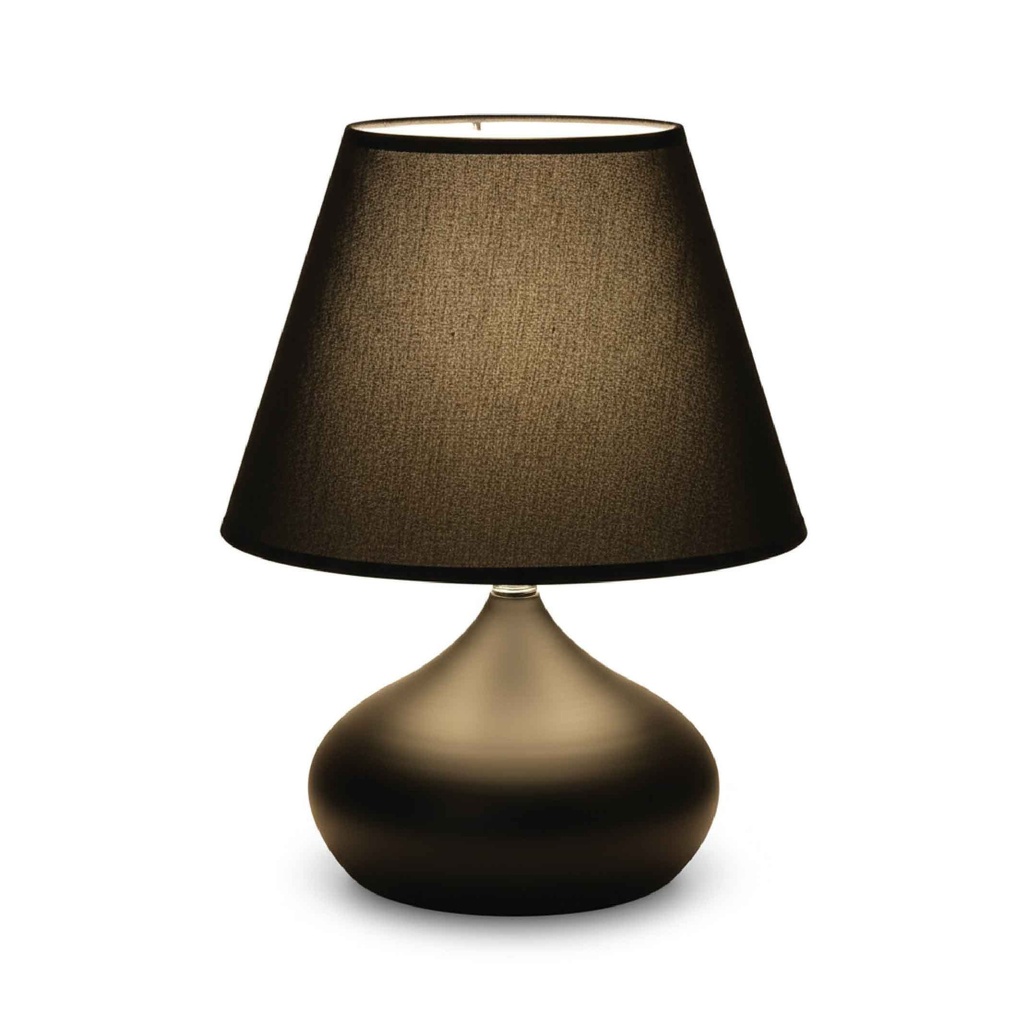 LAMPARA DE MESA T9791# BLACK METAL PANTALLA NEGRA ROSCA 2CJ