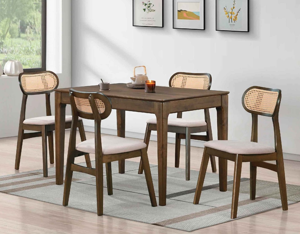 COMEDOR RECT KF3333-1 DT# 120X750 + 4 SILLAS KF8334DC# TELA FG22616-16# 