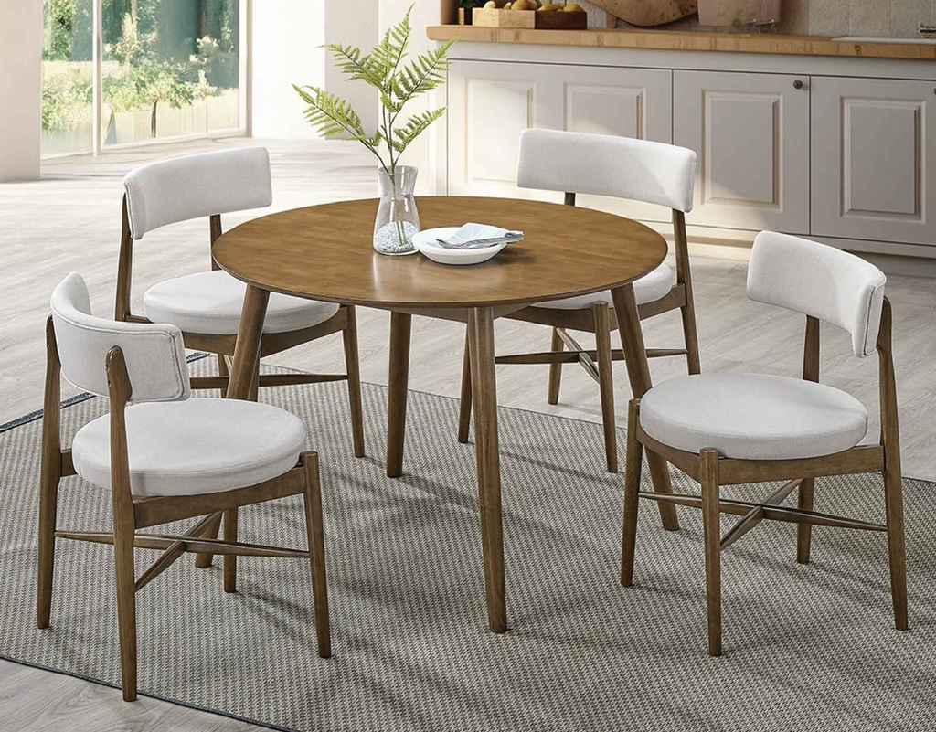 COMEDOR REDON HV DINO# 100CM C/4SILLAS RT MEDIUM BROWN 38491# TELA NV-10WP#