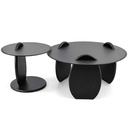 JUEGO DE MESITA CT677# 80X39+50X41CM VIDRIO TEMPLADO/BASE DE MDF NEGRA# 1CJ