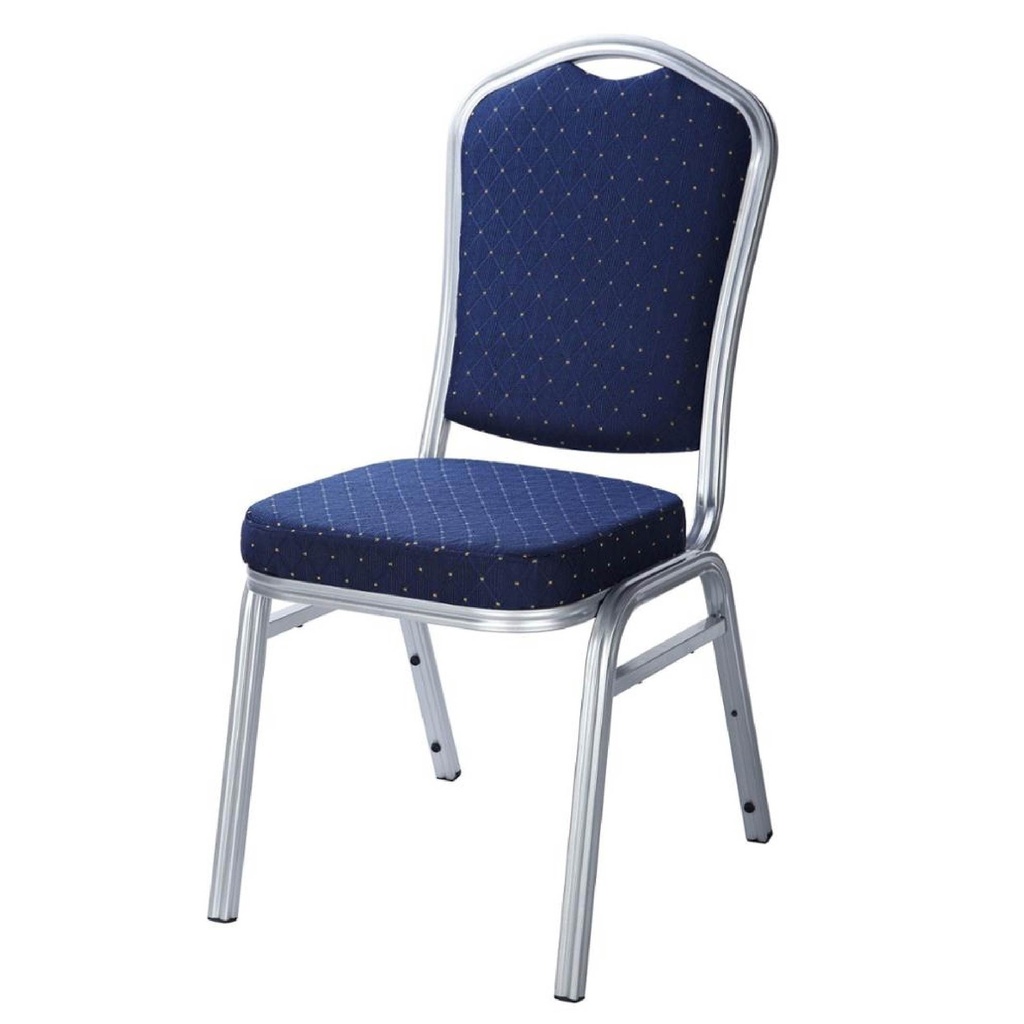 SILLA METAL TQ-C605# MC/PLATEADA TAPIZ AZUL TUBO 25X25