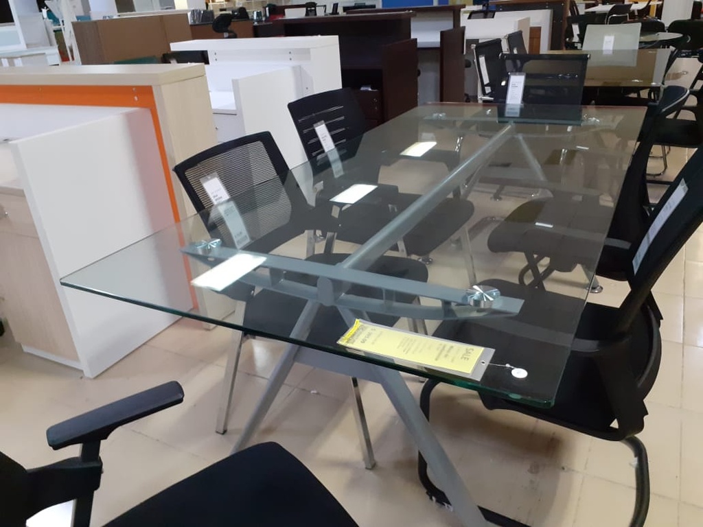 MESA DE CONFERENCIA BC-28#VIDRIO TRANSPARENTE  3CJ