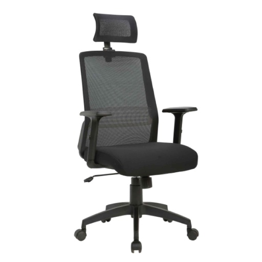 SILLA OFICINA W-168C# RESP MALLA/NEGRA C/BRAZO ESTRELLA