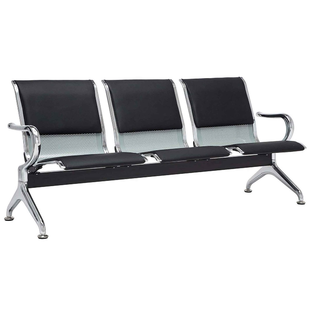 SOFA OFICINA METAL B03P#/B03P-1# 180X68X79CM 3PT NEGRO VINIL CENTRO METAL
