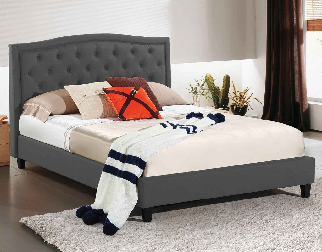 CAMA QUEEN 1.53X2.03M SW255# TELA GRIS