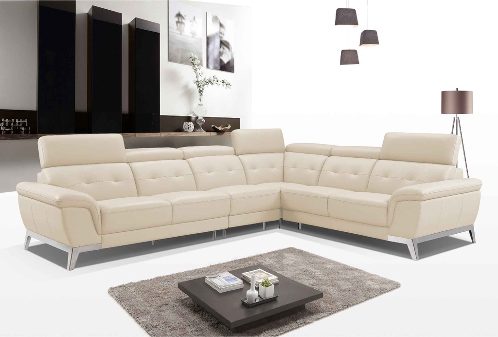 SOFA CUERO/VINIL L* FD2632# 3P+1P+ESQ+3P BEIGE 642# 4CJ+PATAS