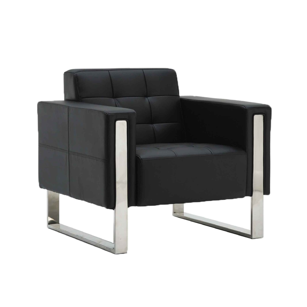 SOFA OFICINA VINIL XP-775# 1 PUESTO NEGRO PATAS METAL