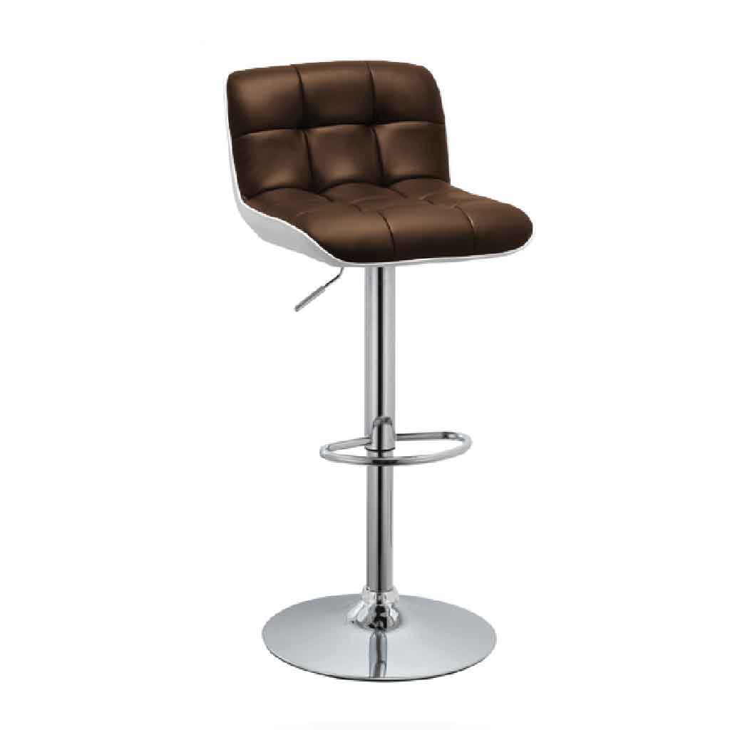 SILLA DE BAR AJUSTABLE WY-205# VINIL CHOCOLATE C/BLANCO BASE