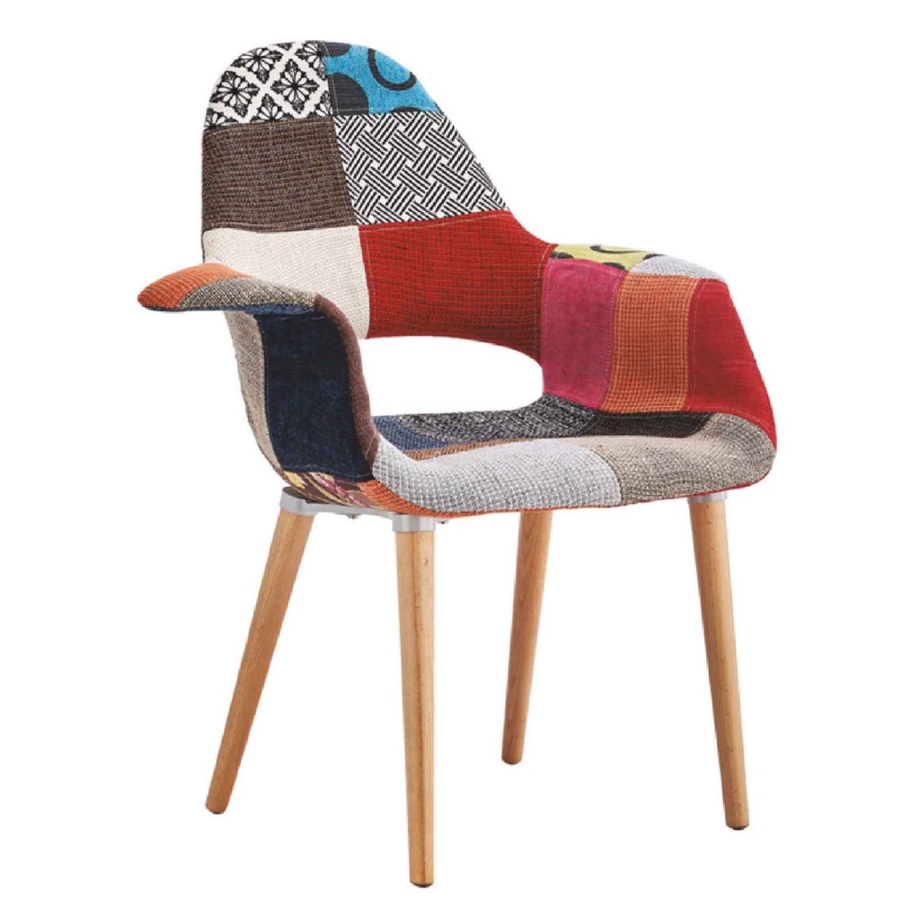 SILLA POLTRONA PP-632# TELA MULTICOLOR C/BRZ