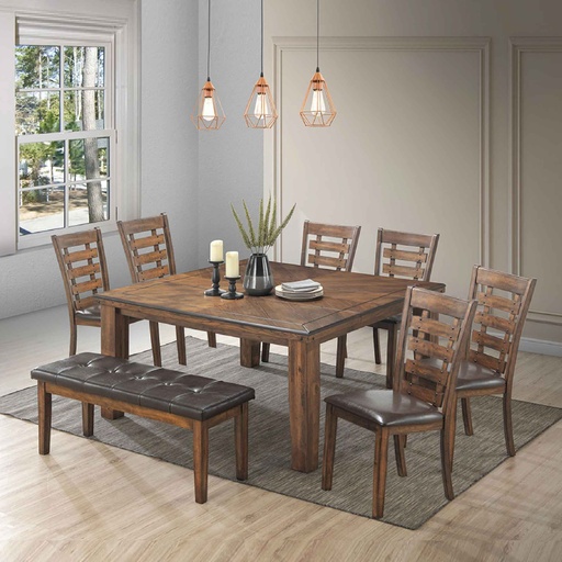COMEDOR CUADRA BE2815T-D# +6 SILLA BE1807C-D# + BANCA BE4402B-D