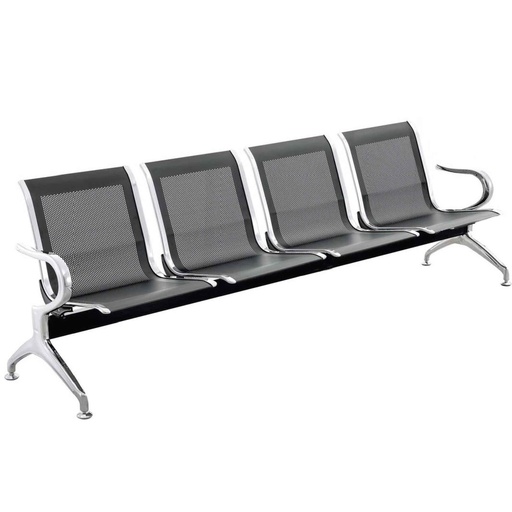 SOFA OFICINA METAL B04# 4 PUESTOS NEGRO TODO METAL