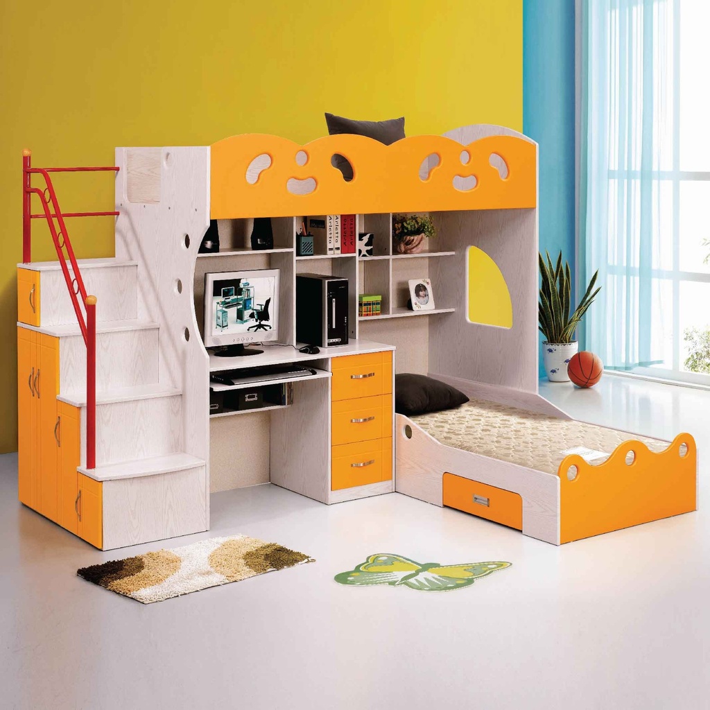 CAMAROTE PE-5046# 0.90X1.90M TWIN/TWIN# AMARILLO CON ESCRITORIO/GAVETAS 6CJ