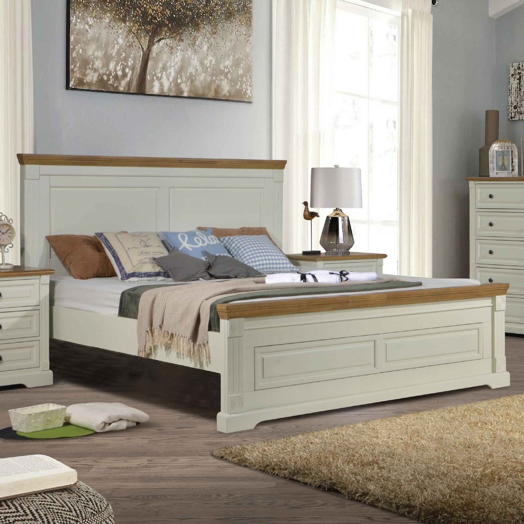 CAMA KING 1.93X2.03M BORDEAUX# BLANCO+SOMIER 34CM SIN MESITAS