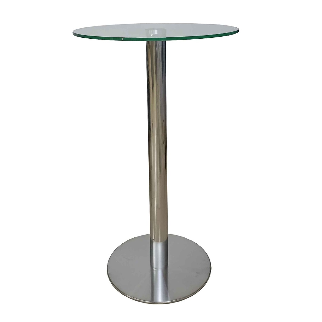 MESA DE BAR VIDRIO E11-22# REDON VI/NEGRO 60/100CM BRILLANTE