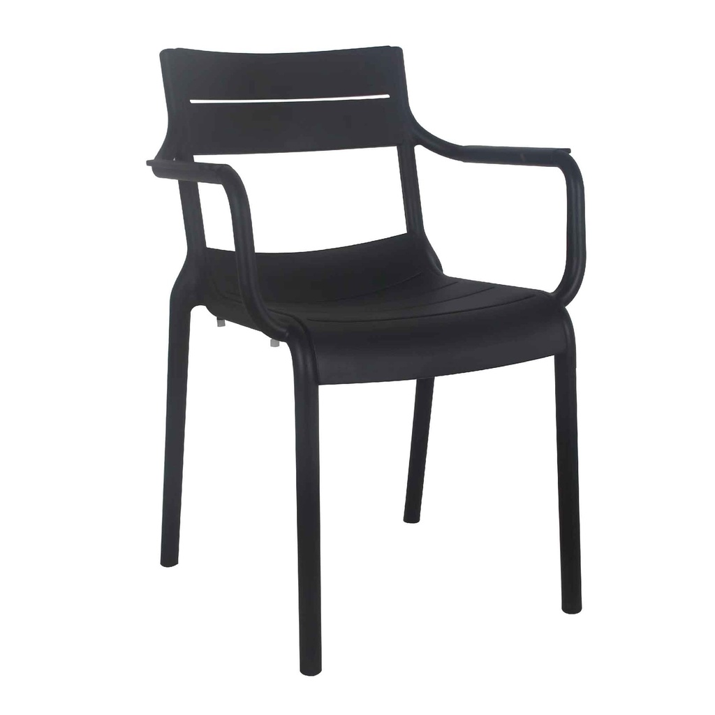 SILLA TERMOPLASTICA PP-903# CON BRAZO NEGRA B-03#