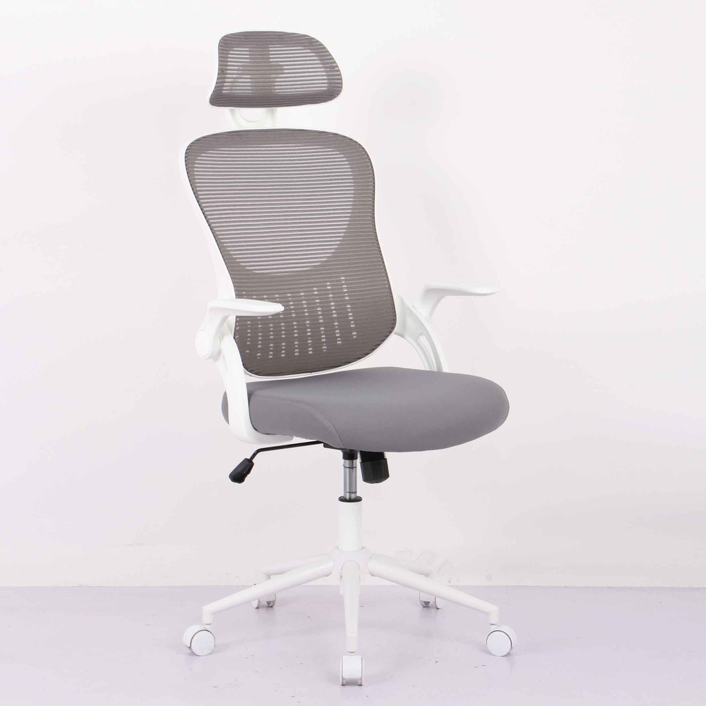 SILLA OFICINA HLC-3619FX-1# RESP/MALLA / COLOR GRIS/BLANCO/  C/BRAZO