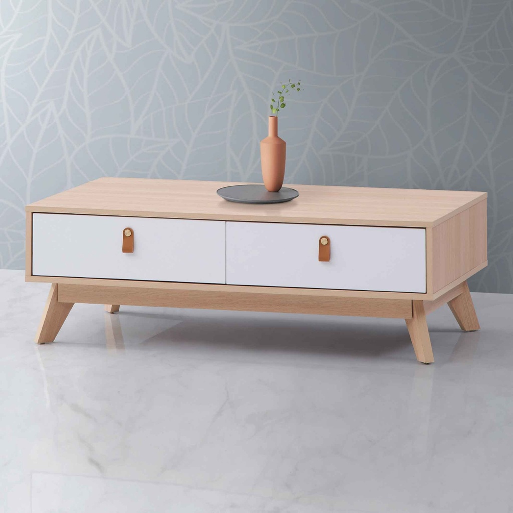 MESITA DE CENTRO OASIS-CT 1100# JS6176-MAPLE-PU/JS BLANCO -PU# 110X55X36CM