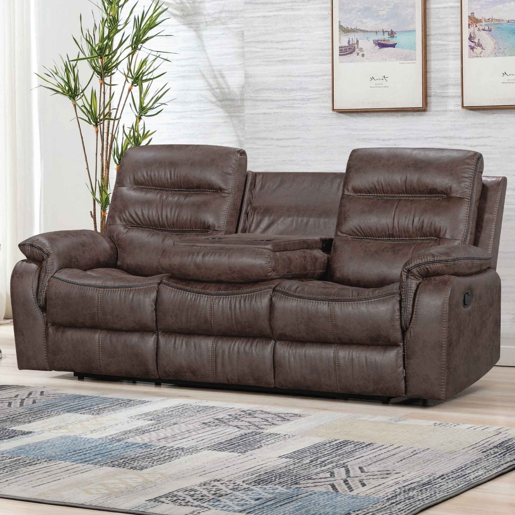 SOFA RECLINABLE TELA CX057A-53B# 3 PUESTOS CON PORTAVASOS
