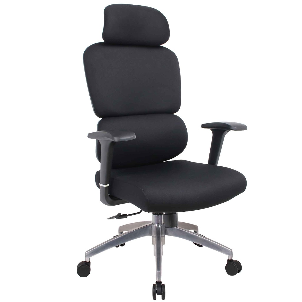 SILLA OFICINA T-56H# EJEC ASIENTO/RESP TELA C/CABEZAL ESTRELLA DE ALUM.