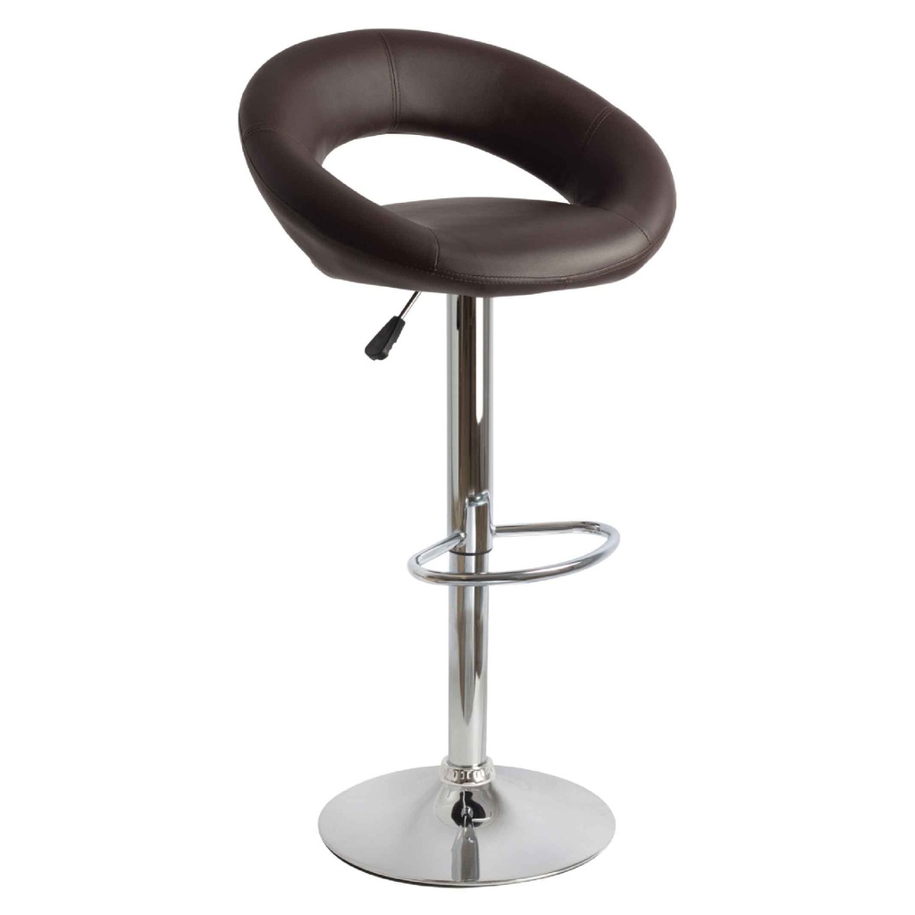 SILLA DE BAR AJUSTABLE ZS-603# VINIL CHOCOLATE OSCURO BASE 415# CHROMADA