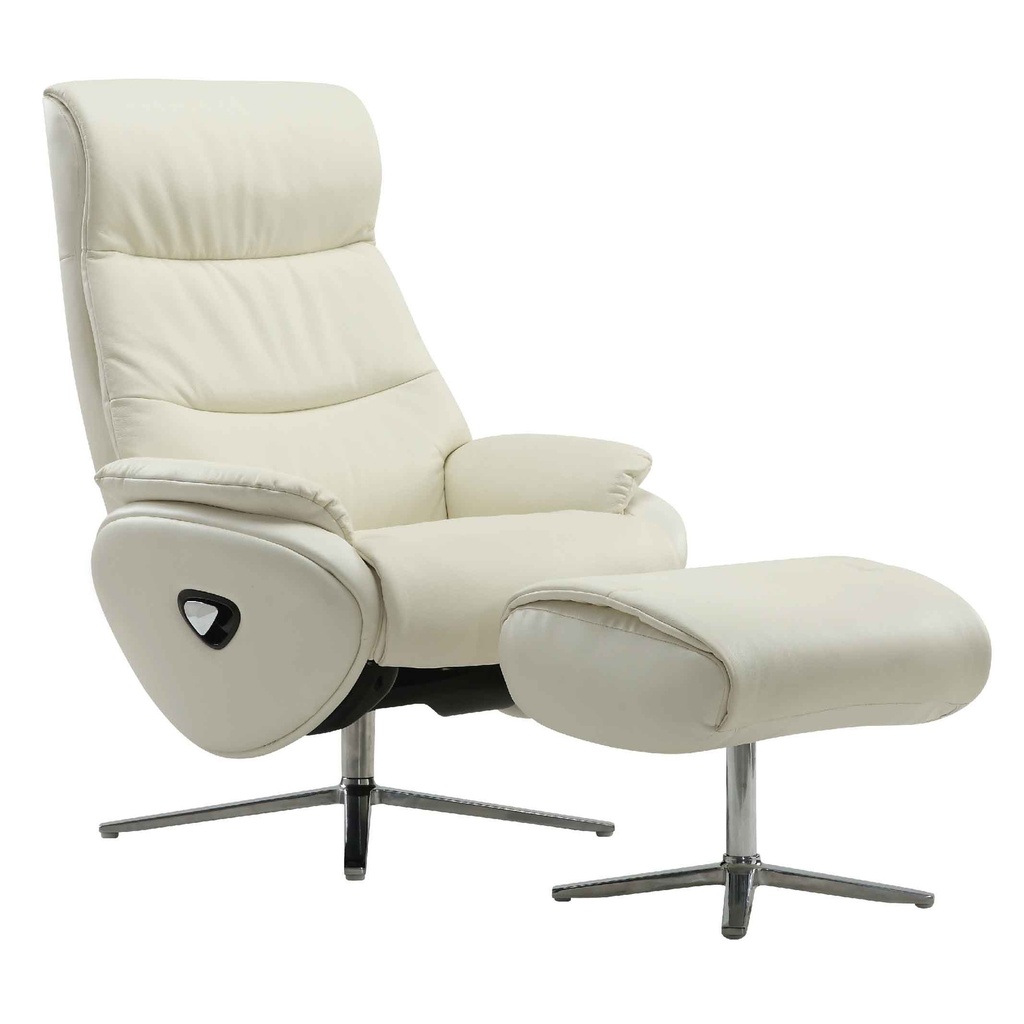 SILLA POLTRONA RECLINABLE CUERO/VINIL ALPHA-216# OATMEAL L025# CON PIECERO