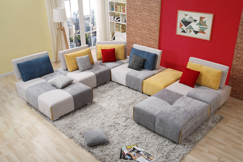 SOFA TELA L* D1605# LAR-275-17/LAR-275-08/LAR-275-13/LAR-275-20/ 7PZS GRIS CLARO/AMARILLO/AZUL/GRIS OSCURO