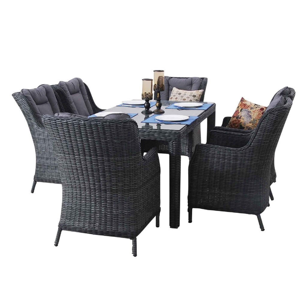 MIMBRE MESA RECT GCV1427V-7C + 6 SILLAS GCV1427V-7# TELA GRIS DARK GREY 7 CJ