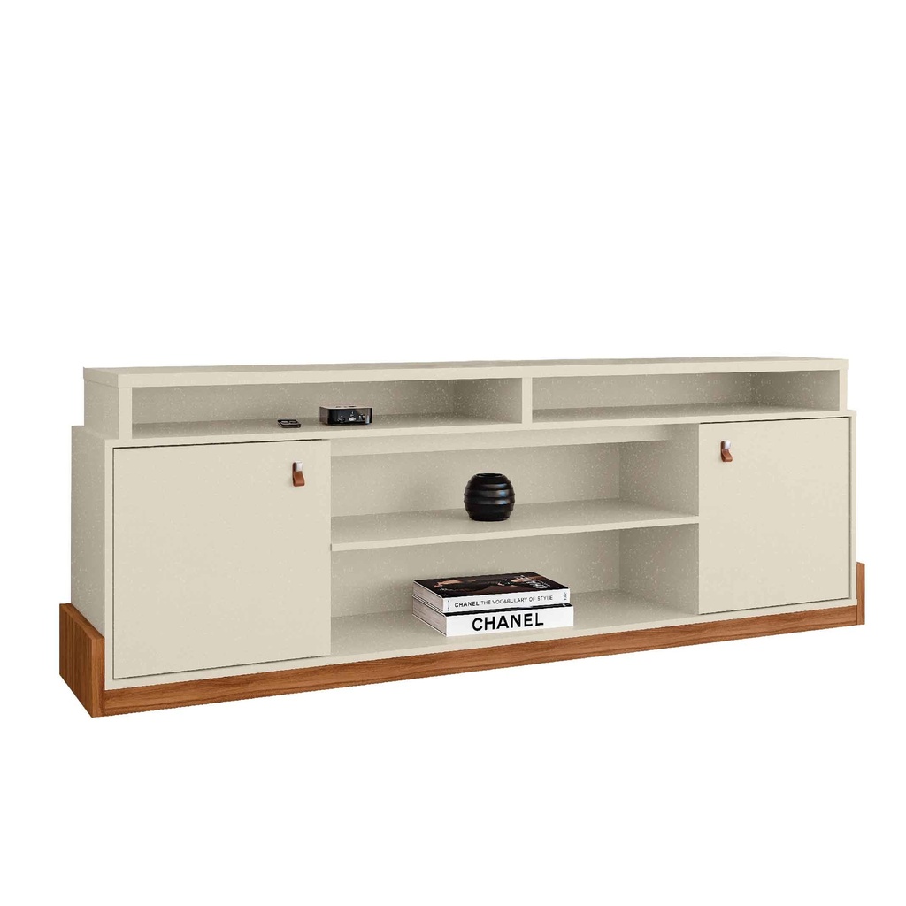 GABINETE P/TV MONTANA# 1005138# 180X36X67CM# COLOR 765 PEROLA METALIZADO /CINAMOMO MEL# 2 PUERTAS# 2 CJ