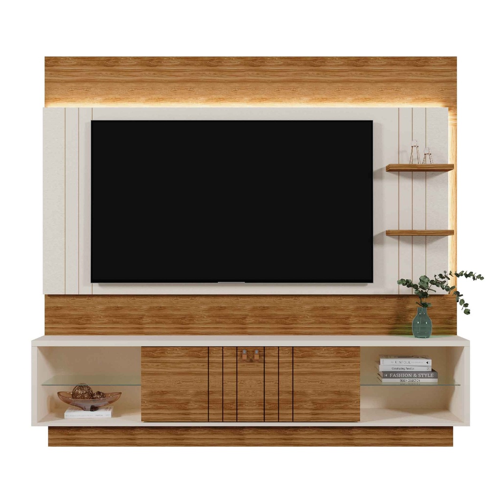 CENTRO DE ENTRETENIMIENTO HOME GUAIBA# 2001161# 782# MAX TV 60" PEROLA METALIZADO# 200X33X184CM# 2CJ + CONNECTOR